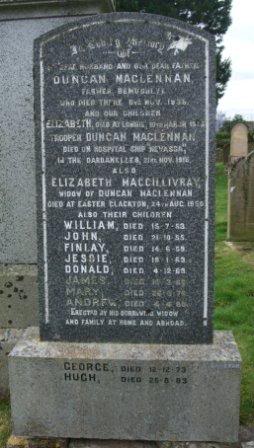 Photo of headstones/Duncan MacLennan d1938 hdstn Petty Old Ch